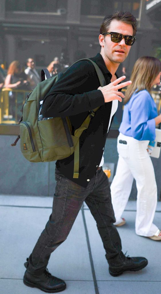 Paul Wesley in a Black Cardigan