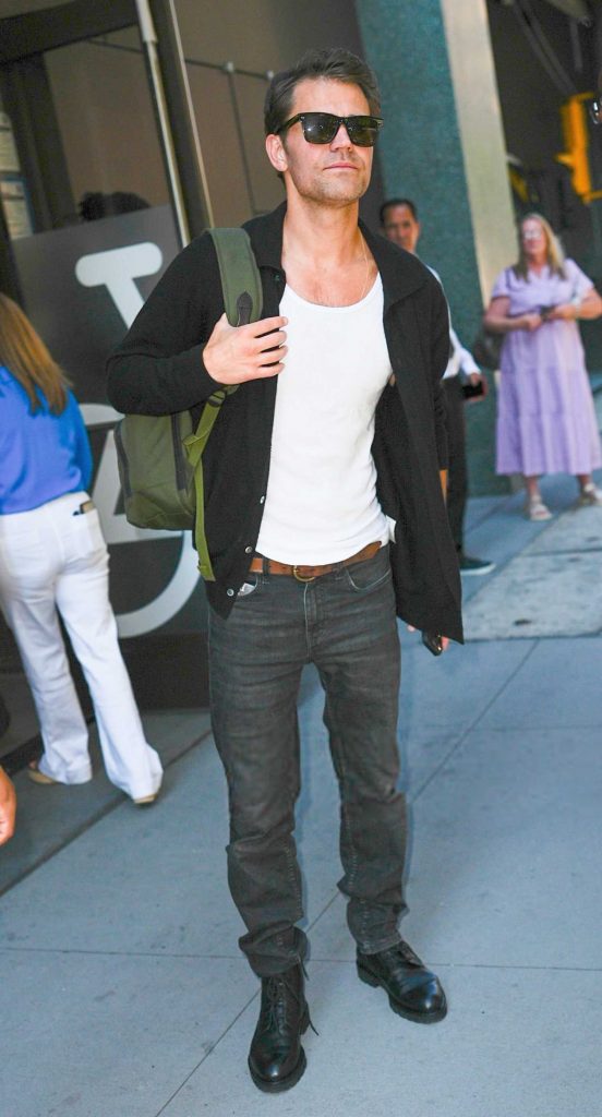 Paul Wesley in a Black Cardigan