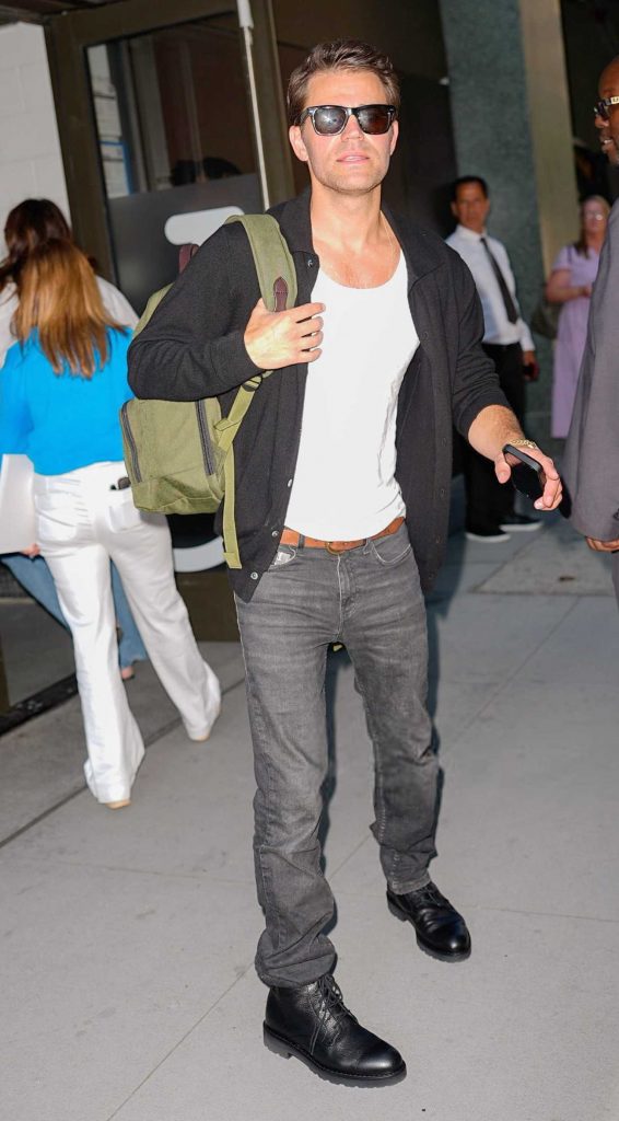 Paul Wesley in a Black Cardigan
