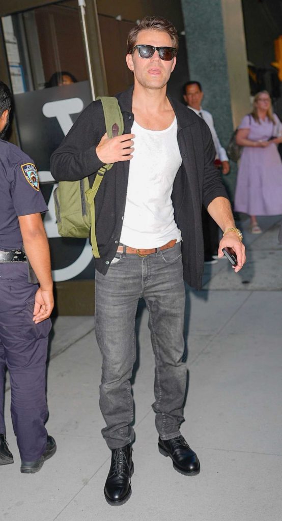 Paul Wesley in a Black Cardigan