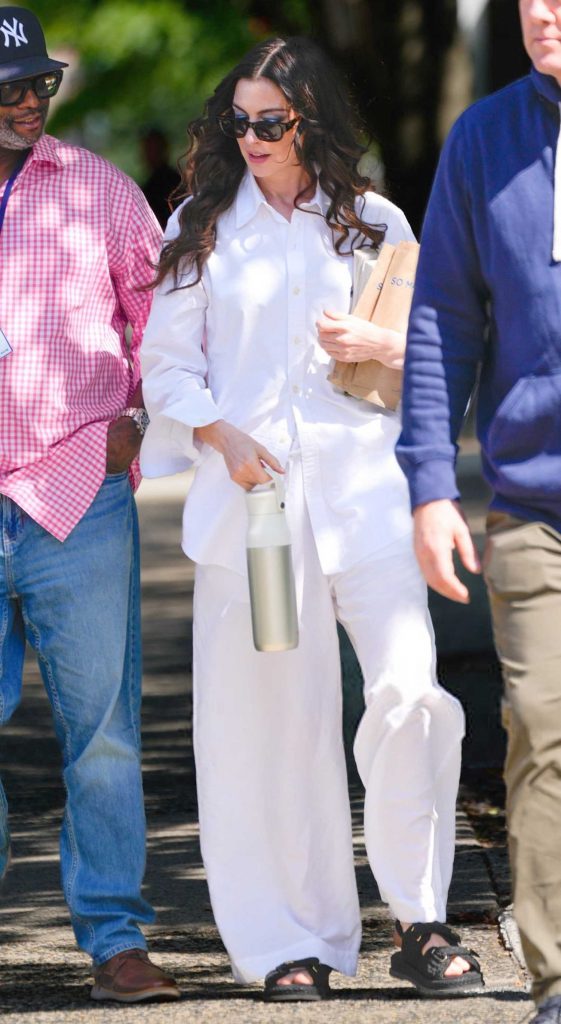 Anne Hathaway in a White Ensemble