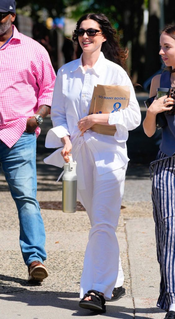 Anne Hathaway in a White Ensemble
