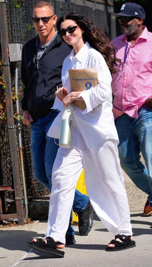Anne Hathaway in a White Ensemble