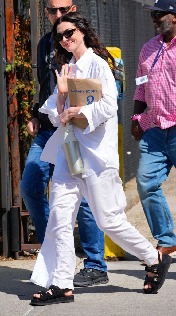 Anne Hathaway in a White Ensemble
