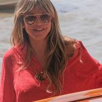 Heidi Klum in a Red Shirt Was Seen Arriving Ahead of the 82nd Venice International Film Festival in Venice