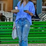 Olivia Wilde in a Blue Shirt Was Seen Out in North London