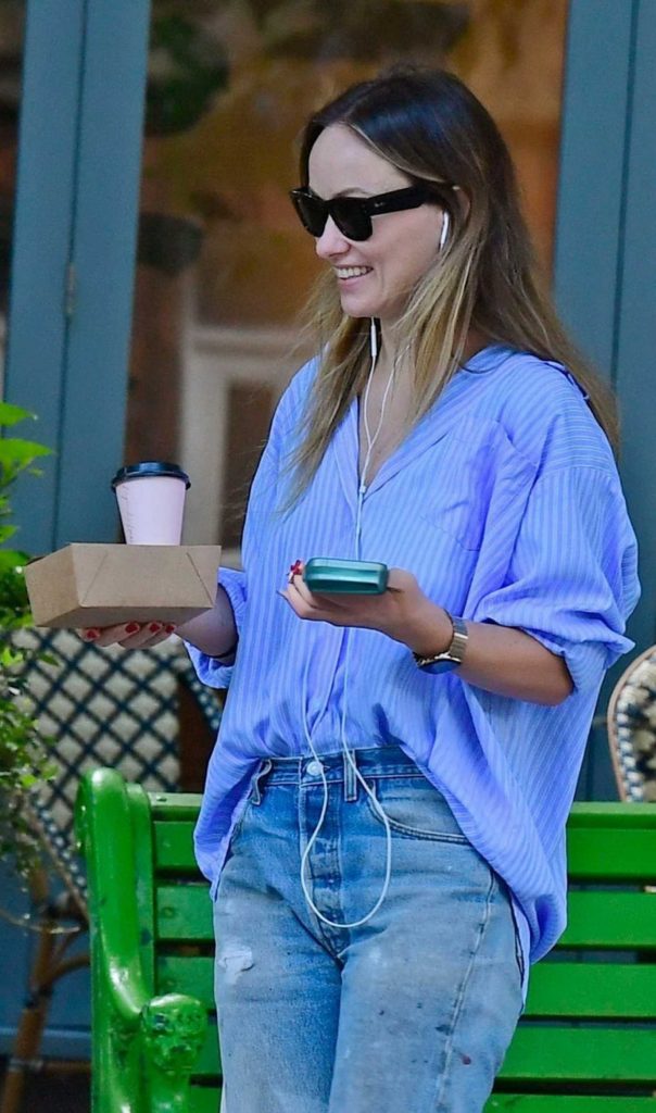 Olivia Wilde in a Blue Shirt