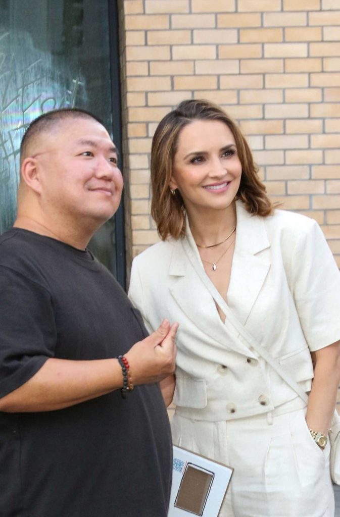 Rachael Leigh Cook in a White Pantsuit