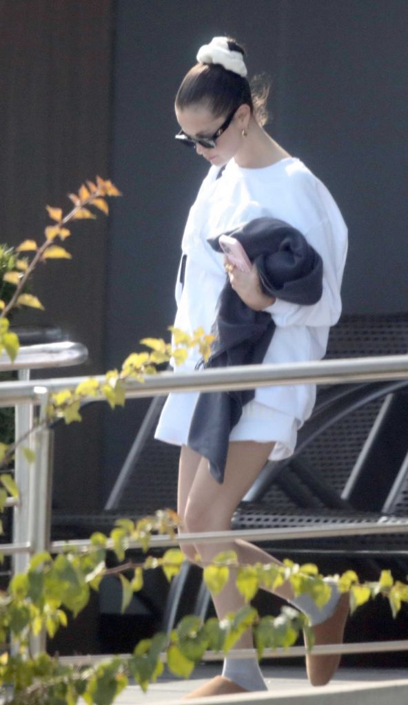 Selena Gomez in a White Sweatshirt