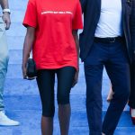 Simone Ashley in a Red Tee on the Set of The Devil Wears Prada 2 in New York City