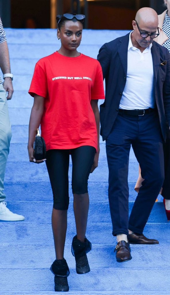 Simone Ashley in a Red Tee