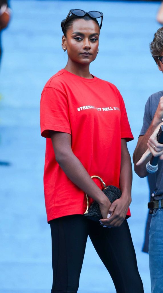 Simone Ashley in a Red Tee
