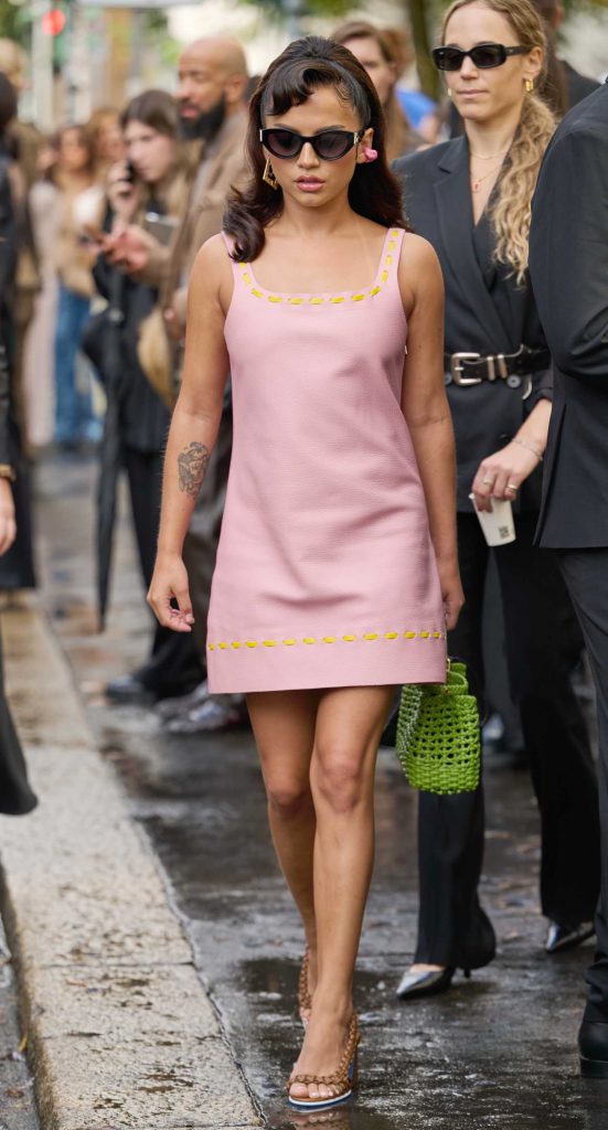 Isabela Merced in a Pink Mini Dress