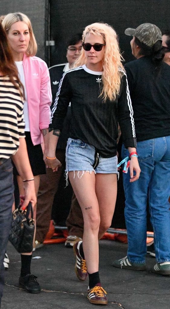 Kristen Stewart in a Black Adidas Long Sleeves T-Shirt