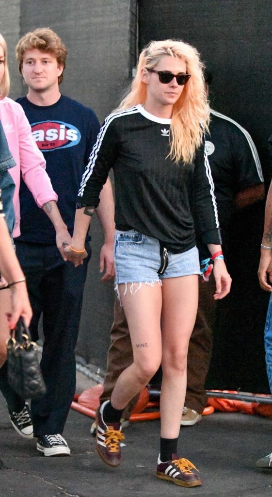 Kristen Stewart in a Black Adidas Long Sleeves T-Shirt