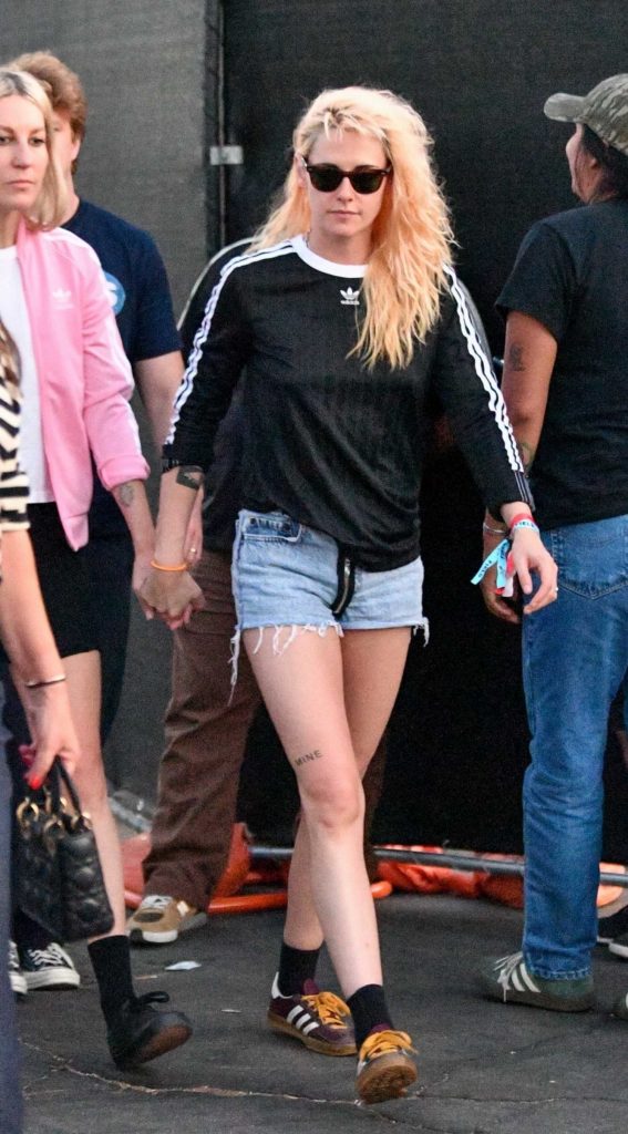 Kristen Stewart in a Black Adidas Long Sleeves T-Shirt