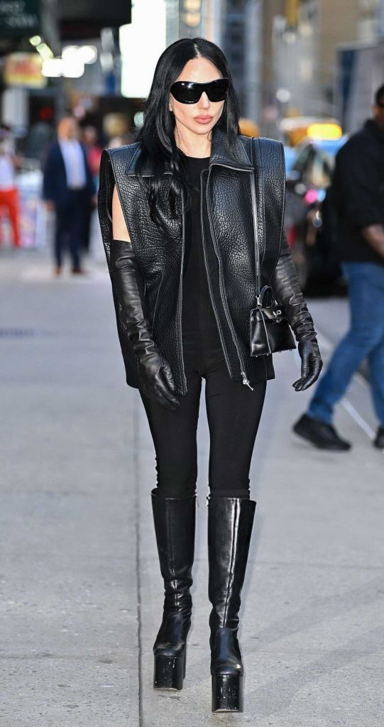 Lady Gaga in a Black Ensemble