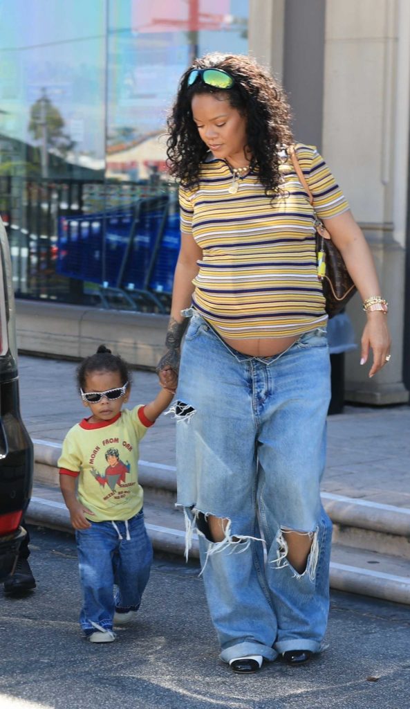 Rihanna in a Blue Ripped Jeans