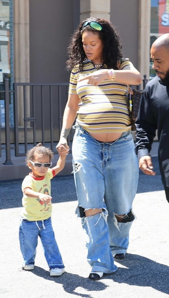 Rihanna in a Blue Ripped Jeans