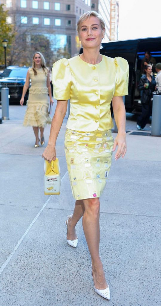 Brie Larson in a Yellow Blouse
