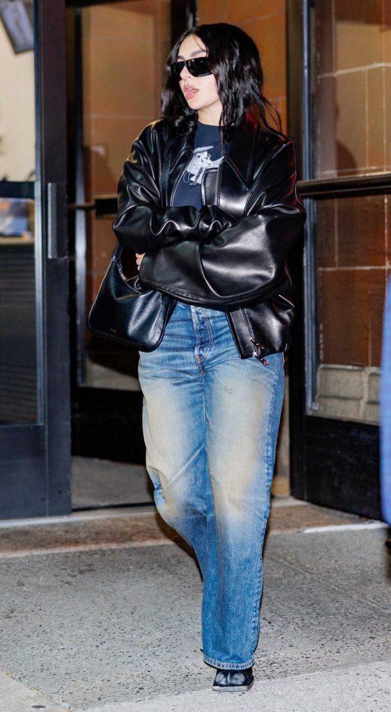 Charli XCX in a Black Leather Jacket