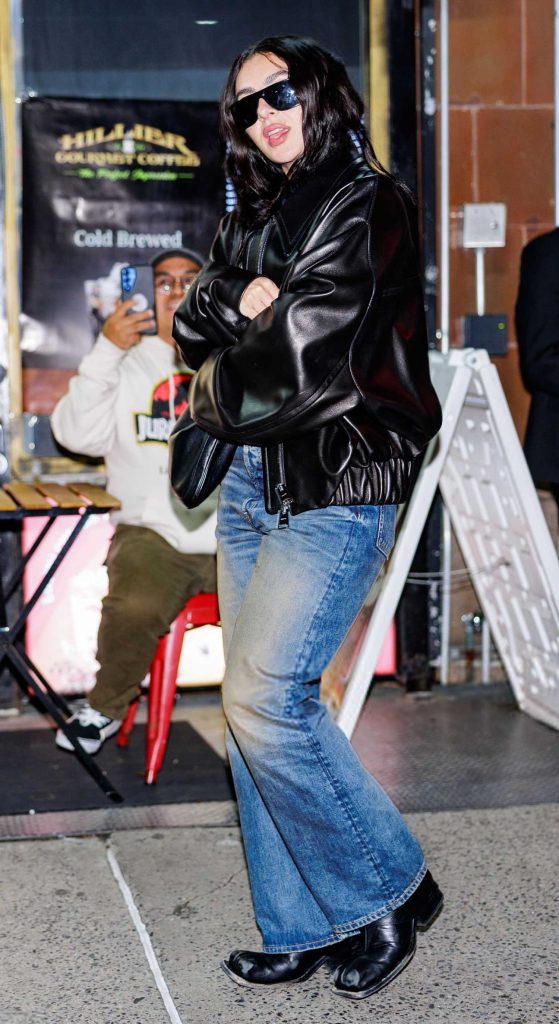 Charli XCX in a Black Leather Jacket