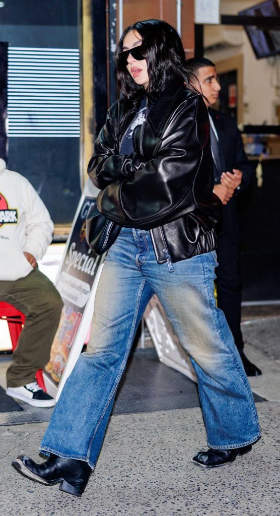 Charli XCX in a Black Leather Jacket