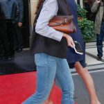 Eiza Gonzalez in a Blue Jeans Leaves Her Hotel in Paris