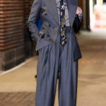 Julia Roberts in a Grey Pantsuit Leaves The Late Show with Stephen Colbert in New York