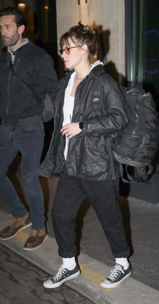 Kristen Stewart in a Black Leather Jacket
