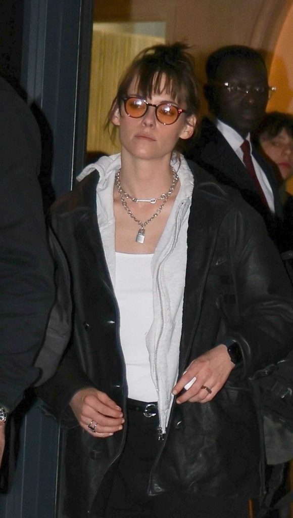 Kristen Stewart in a Black Leather Jacket