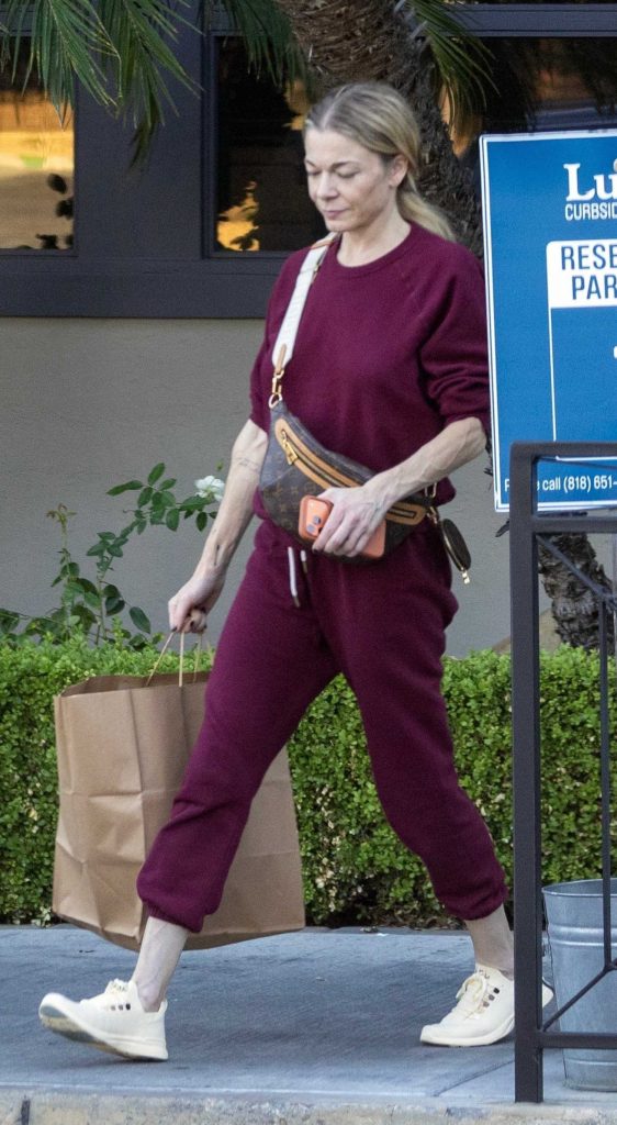 LeAnn Rimes in a Burgundy Sweatsuit