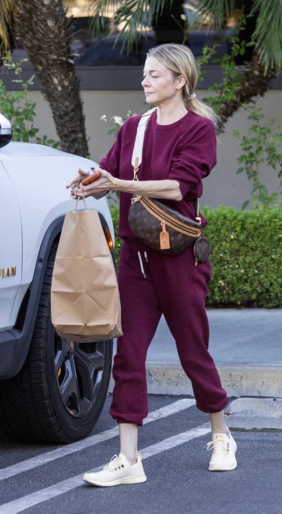 LeAnn Rimes in a Burgundy Sweatsuit