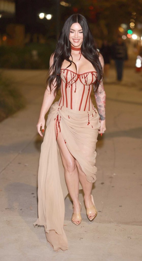 Megan Fox in a Beige Corset