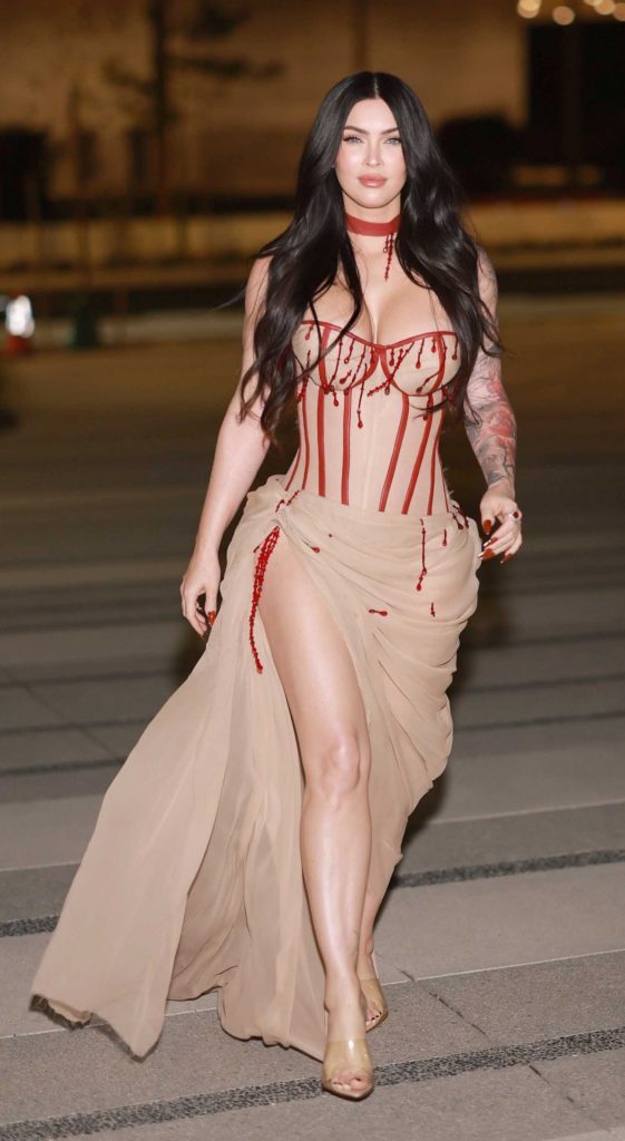 Megan Fox in a Beige Corset