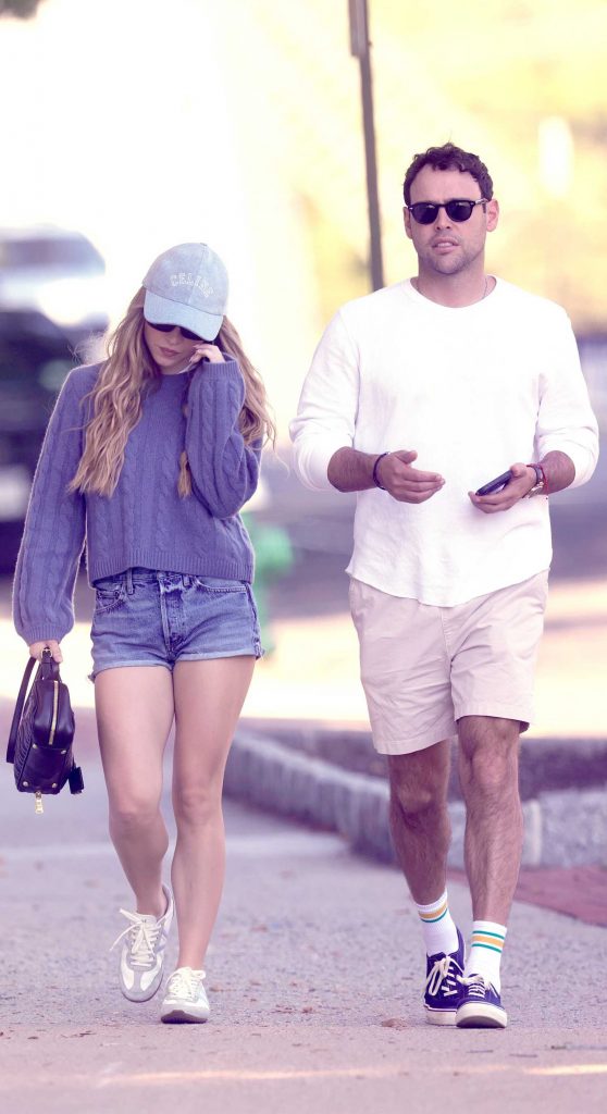 Sydney Sweeney in a Blue Denim Shorts