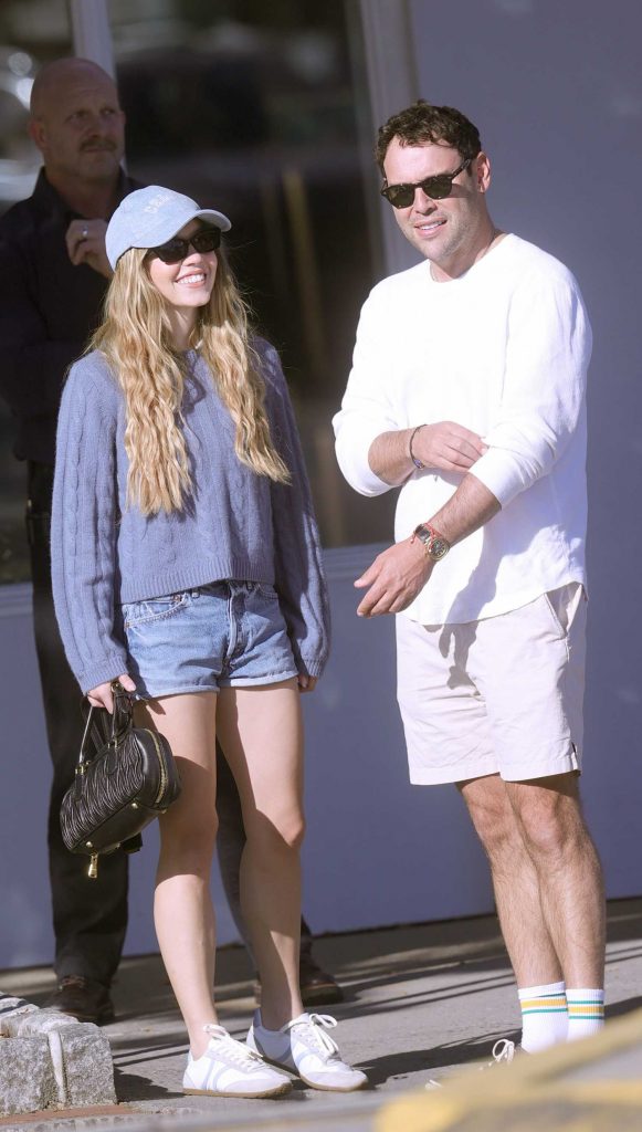 Sydney Sweeney in a Blue Denim Shorts