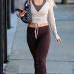 Whitney Carson in a Beige Blouse Arrives at the DWTS Studios in Los Angeles
