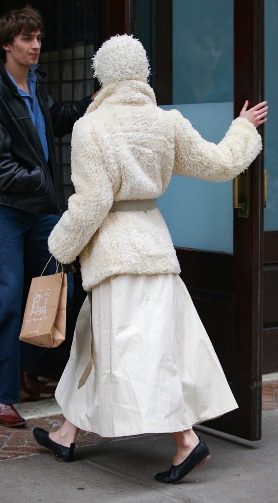 Anya Taylor-Joy in a White Fur Coat