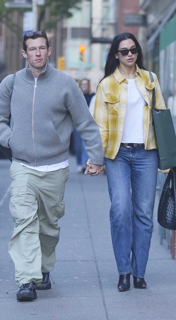 Dua Lipa in a Plaid Yellow Jacket