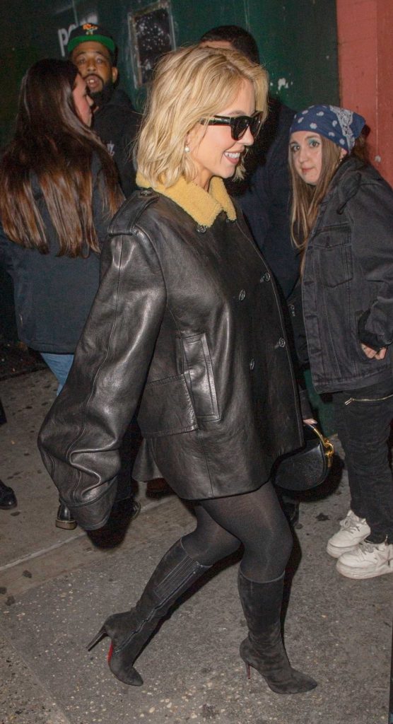 Sydney Sweeney in a Black Leather Jacket