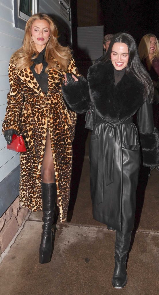 Brooks Nader in an Animal Print Fur Coat