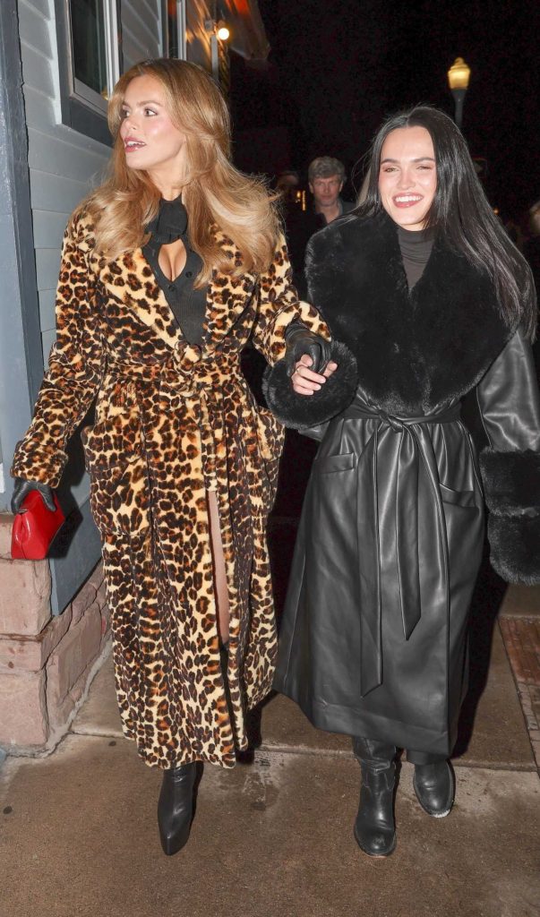 Brooks Nader in an Animal Print Fur Coat