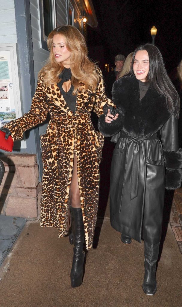 Brooks Nader in an Animal Print Fur Coat