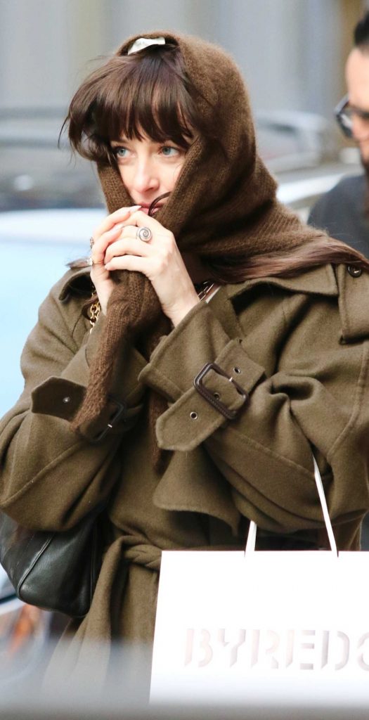 Dakota Johnson in a Brown Coat