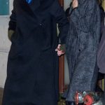 Gigi Hadid in a Grey Coat Exiting Keanu Reeves Broadway Show in New York