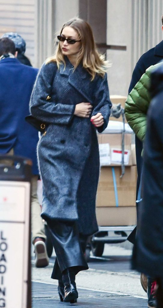 Gigi Hadid in a Grey Coat