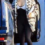 Jennifer Lopez in a White Sneakers Arrives for a Saturday Studio Session in LA