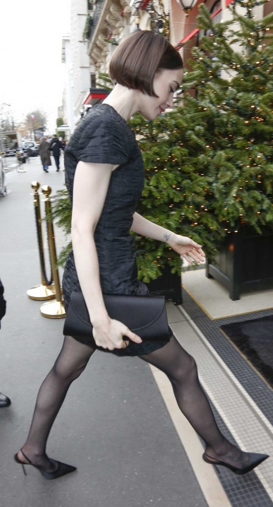 Lily Collins in a Black Dress