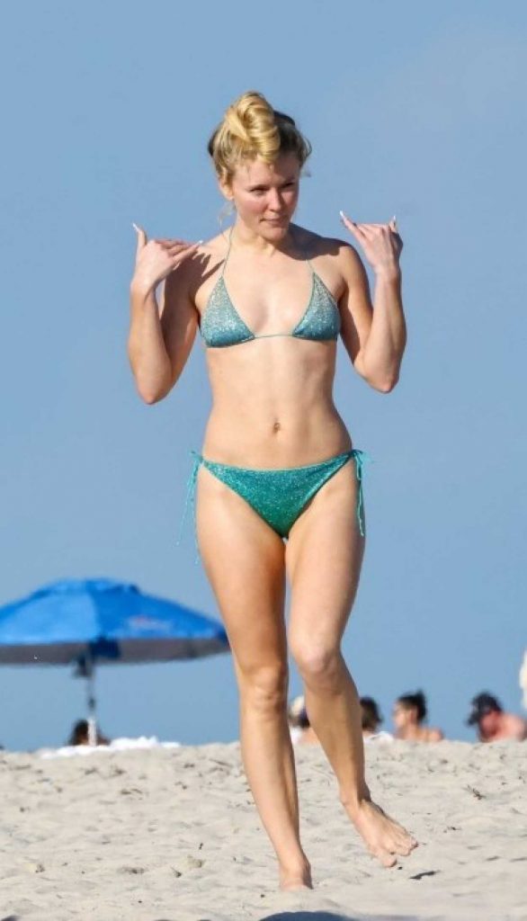 Zara Larsson in a Green Bikini